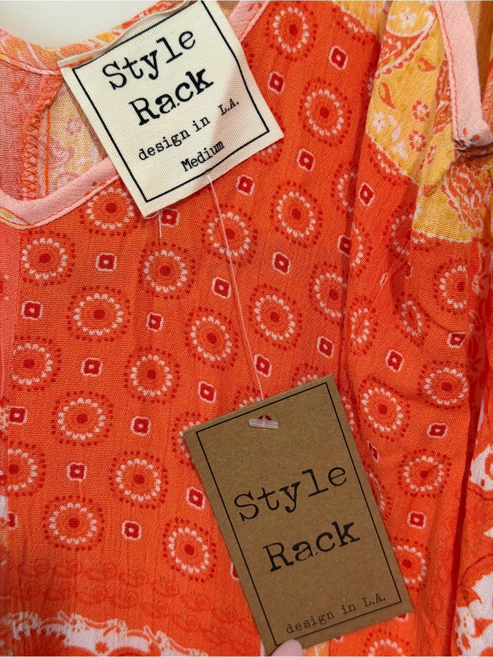 Style Rack Coral, Orange, Pink & Yellow Patchwork Maxi Slip Dress - Picture 3 of 9